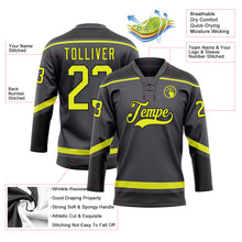 Load image into Gallery viewer, Custom Steel Gray Neon Yellow-Black Hockey Lace Neck Jersey
