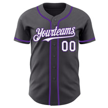 Load image into Gallery viewer, Custom Steel Gray White-Purple Authentic Baseball Jersey
