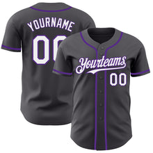 Загрузить изображение в средство просмотра галереи, Custom Steel Gray White-Purple Authentic Baseball Jersey
