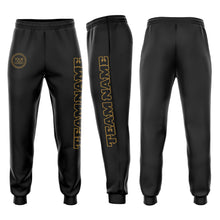 Загрузить изображение в средство просмотра галереи, Custom Black Black-Old Gold Fleece Jogger Sweatpants