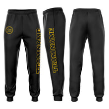 Загрузить изображение в средство просмотра галереи, Custom Black Black-Gold Fleece Jogger Sweatpants