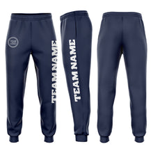 Laden Sie das Bild in den Galerie-Viewer, Custom Navy White Fleece Jogger Sweatpants