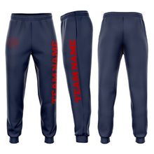 Laden Sie das Bild in den Galerie-Viewer, Custom Navy Red Fleece Jogger Sweatpants