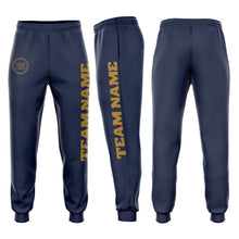 Load image into Gallery viewer, Custom Navy Old Gold Fleece Jogger Sweatpants
