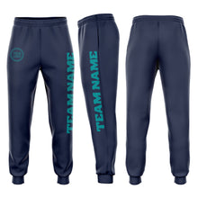 Laden Sie das Bild in den Galerie-Viewer, Custom Navy Aqua Fleece Jogger Sweatpants