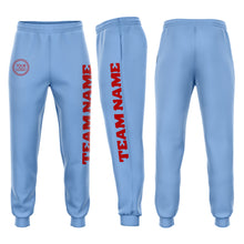 Загрузить изображение в средство просмотра галереи, Custom Light Blue Red Fleece Jogger Sweatpants