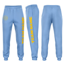 Загрузить изображение в средство просмотра галереи, Custom Light Blue Gold Fleece Jogger Sweatpants
