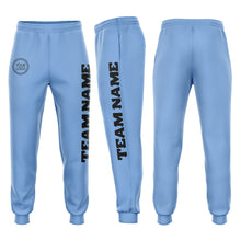 Загрузить изображение в средство просмотра галереи, Custom Light Blue Black Fleece Jogger Sweatpants