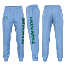 Загрузить изображение в средство просмотра галереи, Custom Light Blue Kelly Green Fleece Jogger Sweatpants