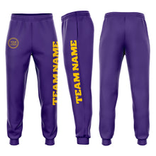 Загрузить изображение в средство просмотра галереи, Custom Purple Gold Fleece Jogger Sweatpants