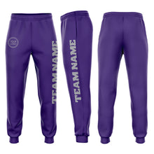 Загрузить изображение в средство просмотра галереи, Custom Purple Gray Fleece Jogger Sweatpants