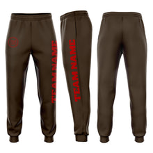 Laden Sie das Bild in den Galerie-Viewer, Custom Brown Red Fleece Jogger Sweatpants