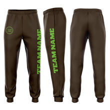 Загрузить изображение в средство просмотра галереи, Custom Brown Neon Green Fleece Jogger Sweatpants