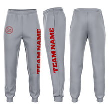 Загрузить изображение в средство просмотра галереи, Custom Gray Red Fleece Jogger Sweatpants