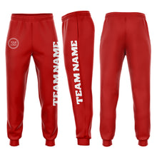 Загрузить изображение в средство просмотра галереи, Custom Red White Fleece Jogger Sweatpants
