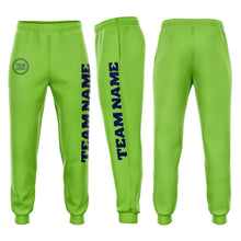Загрузить изображение в средство просмотра галереи, Custom Neon Green Navy Fleece Jogger Sweatpants