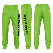 Загрузить изображение в средство просмотра галереи, Custom Neon Green Black Fleece Jogger Sweatpants