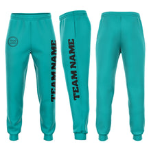 Laden Sie das Bild in den Galerie-Viewer, Custom Aqua Black Fleece Jogger Sweatpants