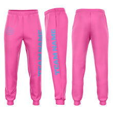 Load image into Gallery viewer, Custom Pink Light Blue Fleece Jogger Sweatpants

