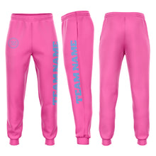 Загрузить изображение в средство просмотра галереи, Custom Pink Light Blue Fleece Jogger Sweatpants
