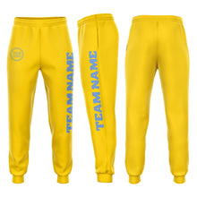Загрузить изображение в средство просмотра галереи, Custom Gold Light Blue Fleece Jogger Sweatpants