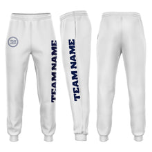 Загрузить изображение в средство просмотра галереи, Custom White Navy Fleece Jogger Sweatpants
