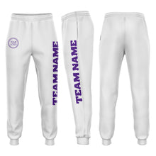 Загрузить изображение в средство просмотра галереи, Custom White Purple Fleece Jogger Sweatpants