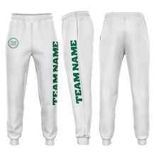 Load image into Gallery viewer, Custom White Kelly Green Fleece Jogger Sweatpants

