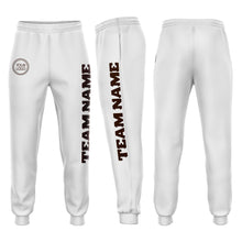 Загрузить изображение в средство просмотра галереи, Custom White Brown Fleece Jogger Sweatpants