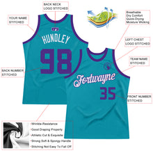 Загрузить изображение в средство просмотра галереи, Custom Teal Purple-White Authentic Throwback Basketball Jersey