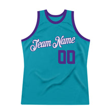 Загрузить изображение в средство просмотра галереи, Custom Teal Purple-White Authentic Throwback Basketball Jersey
