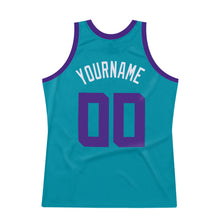 Загрузить изображение в средство просмотра галереи, Custom Teal Purple-White Authentic Throwback Basketball Jersey