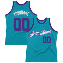 Загрузить изображение в средство просмотра галереи, Custom Teal Purple-White Authentic Throwback Basketball Jersey