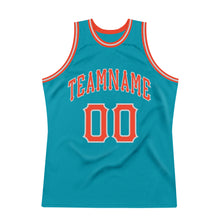 Load image into Gallery viewer, Custom Teal Orange-Gray Authentic Throwback Basketball Jersey