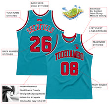 Загрузить изображение в средство просмотра галереи, Custom Teal Red-Black Authentic Throwback Basketball Jersey