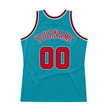 Загрузить изображение в средство просмотра галереи, Custom Teal Red-Black Authentic Throwback Basketball Jersey