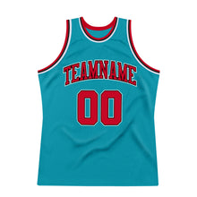 Загрузить изображение в средство просмотра галереи, Custom Teal Red-Black Authentic Throwback Basketball Jersey