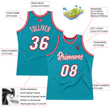 Загрузить изображение в средство просмотра галереи, Custom Teal White-Red Authentic Throwback Basketball Jersey