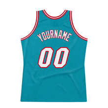 Загрузить изображение в средство просмотра галереи, Custom Teal White-Red Authentic Throwback Basketball Jersey