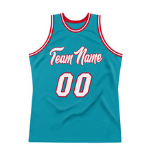 Загрузить изображение в средство просмотра галереи, Custom Teal White-Red Authentic Throwback Basketball Jersey