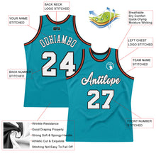 Загрузить изображение в средство просмотра галереи, Custom Teal White-Orange Authentic Throwback Basketball Jersey