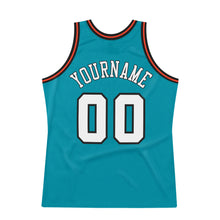 Загрузить изображение в средство просмотра галереи, Custom Teal White-Orange Authentic Throwback Basketball Jersey