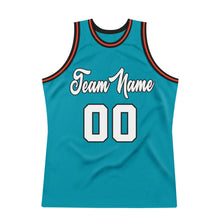 Загрузить изображение в средство просмотра галереи, Custom Teal White-Orange Authentic Throwback Basketball Jersey
