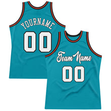 Загрузить изображение в средство просмотра галереи, Custom Teal White-Orange Authentic Throwback Basketball Jersey