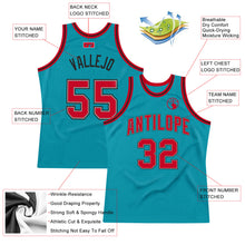 Загрузить изображение в средство просмотра галереи, Custom Teal Red-Black Authentic Throwback Basketball Jersey