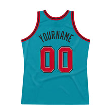 Загрузить изображение в средство просмотра галереи, Custom Teal Red-Black Authentic Throwback Basketball Jersey