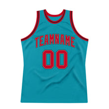 Загрузить изображение в средство просмотра галереи, Custom Teal Red-Black Authentic Throwback Basketball Jersey