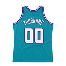 Загрузить изображение в средство просмотра галереи, Custom Teal White-Purple Authentic Throwback Basketball Jersey