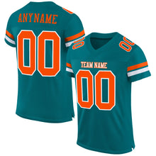 Load image into Gallery viewer, Custom Teal Orange-White Mesh Authentic Football Jersey