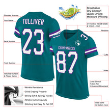 Load image into Gallery viewer, Custom Teal White-Purple Mesh Authentic Football Jersey